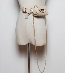 Women's White Chic Link Belt Pouch Bag