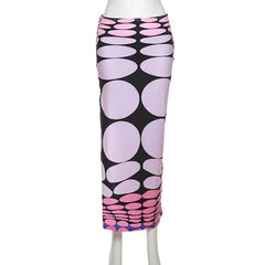 Stylish 3D Print Maxi Skirt & Short Sleeve Baby Tee Set with High Slit  Trendy Bodycon Outfit