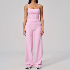 Pink Women's Regular Fit Quick-Dry Yoga and Running Two-Piece Set