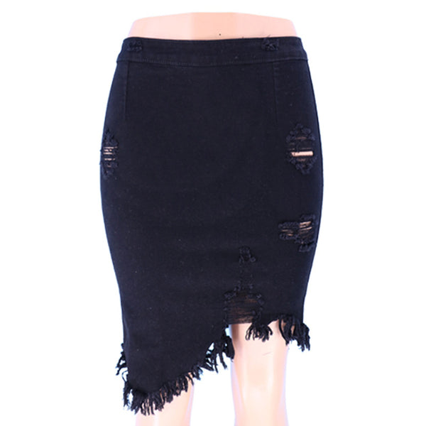 Urban Edge Distressed Denim Skirt