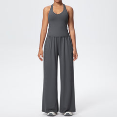 Gray Women's Lightweight Breathable Yoga Pant Lounge Set