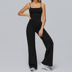 Black Women's Regular Fit Quick-Dry Yoga and Running Two-Piece Set