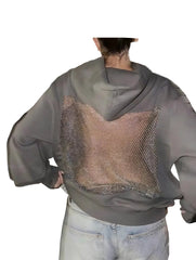 Women's Oversized Classic Mesh-Back  Plush Fleece Pullover Hoodie