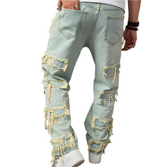 Retro Wide Leg Distressed Jeans for Men