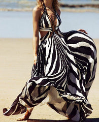 Verve V-Neck Print Swing Maxi Dress