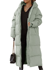 Green Women’s Lodge Down Hooded Long Parka Warm Winter Coat with Insulated Filling S-XXL