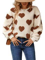 Oversized Women’s Love Heart Sweater Wool Loose Fit Pullover