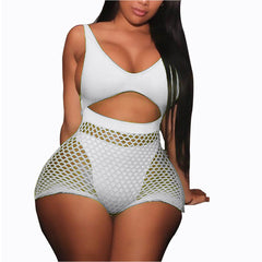 Beach Glamour Hollow Mesh One-Piece