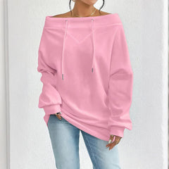 Pink Plus Size Women’s Off Shoulder Oversized Waffle Sweatshirt Cozy Big Hug Pullover Top