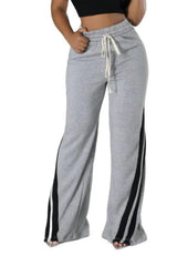 Stylish Diagonal Striped Waist-tight Sweatpants with Contrast Colors