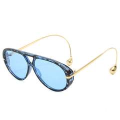 Blue Tint Classic Pilot Style Flat Top Metal Frame Sunnies