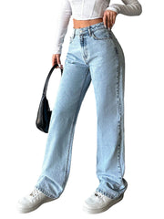 Ladies’ Wide High Jeans Relaxed Fit, Stretchy & Draped Style