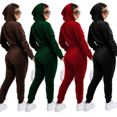 Luxury Velvet Hooded someone Elegant & Comfortable jumpsuit Outfit