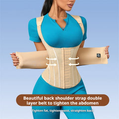 Women's Waist Trainer with Shoulder Straps Tummy Control Workout Girdle & Body Shaper