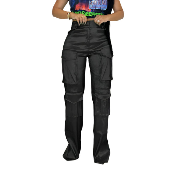 Unveil Urban Sophistication Black Metro Mystique Cargo Pants - Your City Style Statement