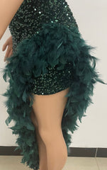 Women's Strapless Backless Sequin Slit Dress