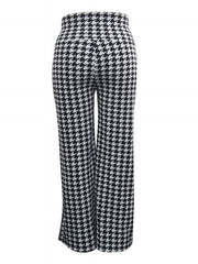 Plus Size Women's High Waisted Houndstooth Wide Leg Pants Casual Lounge Work Business Flowy Trousers
