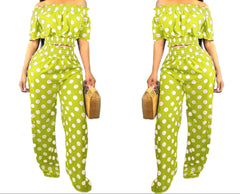 Women's Elegant & Casual Polka Dot Wide-Leg Pants Outfit Set