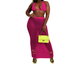 Beachside Elegance: Knitted Two-Piece Cover-up Set for Summer