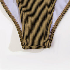 One-Shoulder Cutout Bikini Solid Color Oblique Swimsuit for Women