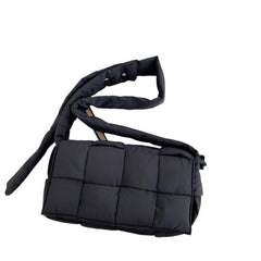 Women's Eco-Chic Puffer: One-Shoulder Feathered Elegance