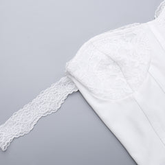 Elegant Tube Top Maxi Dress Premium Lace Stitching, Hollow Bodice & Fishbone Waist Design