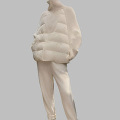 White Mono Zip Minimalist Loose Fit Zipper Sweater  Modern Stitch Style