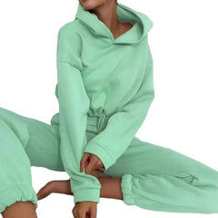 Women's 2-Piece Hooded Tracksuit – Sexy Long Sleeve Casual Fitness Set