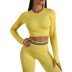Yellow women s Groove Seamless High-Waisted Compressive Legging Set