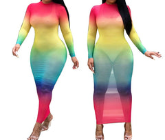 Ethereal Elegance Sheer Mesh Maxi Dress