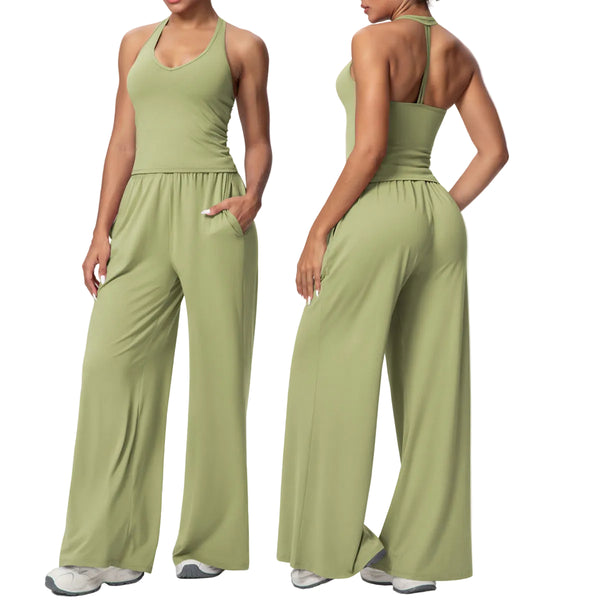 Green Women's Lightweight Breathable Yoga Pant Lounge Set