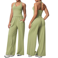 Green Women's Lightweight Breathable Yoga Pant Lounge Set