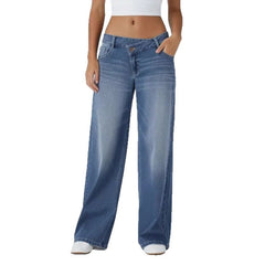 Plus Size Women's High Waist Stretch Straight Leg Blue Denim Jeans Slimming Fit, All-Day Comfort