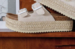 Cushion Open Toe Raffia Sandal Slides