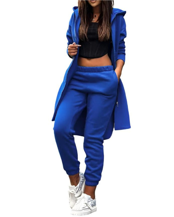Blue Women's Casual Cozy 2-Piece Loungewear Outfit for Comfort and Style
