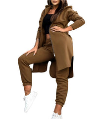 Brown Women's Casual Cozy 2-Piece Loungewear Outfit for Comfort and Style