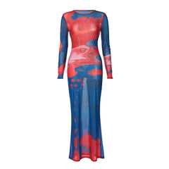 Chic Summer Style: Dream Mesh Long-Sleeved Maxi Dress for Women