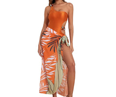 Chic French Style One Piece Swimsuit with Tulle Skirt Cover Up