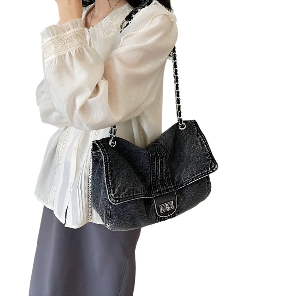 Chic Denim Large Tote Shoulder Handbag Stylish, Durable & Spacious Fashion Bag