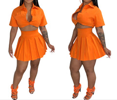 Women's 2-Piece Crop Top & Ruched Mini Skirt Set