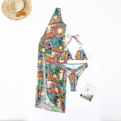 Beach Bliss: Radiate in a Printed One-Shoulder Swimsuit Set