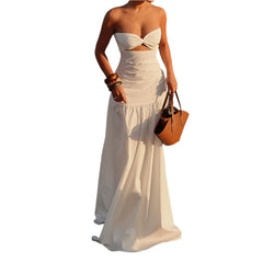 White Tropical Breeze Strapless Tube Top Dress Perfect Beachwear for Summer