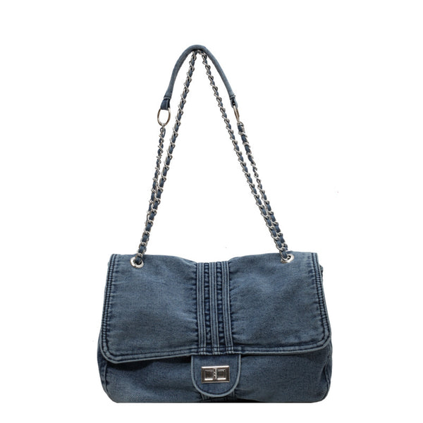 Light Blue Chic Denim Large Tote Shoulder Handbag  Stylish, Durable & Spacious Fashion Bag for Everyday Use