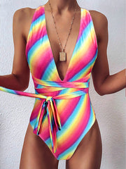 Sexy V-Neck Cut-Out One-Piece Swimsuit for Women