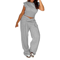 Plus Size Cozy Women's Fleece Lounge Set  Borg Sweatshirt & Wide Leg Pants 2 Piece Outfit