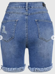 Women's Plus Size High Stretch Ripped Denim Shorts Curvy Fit Jean Shorts for Summer