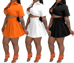 Women's 2-Piece Crop Top & Ruched Mini Skirt Set