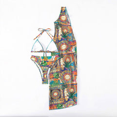 Beach Bliss: Radiate in a Printed One-Shoulder Swimsuit Set