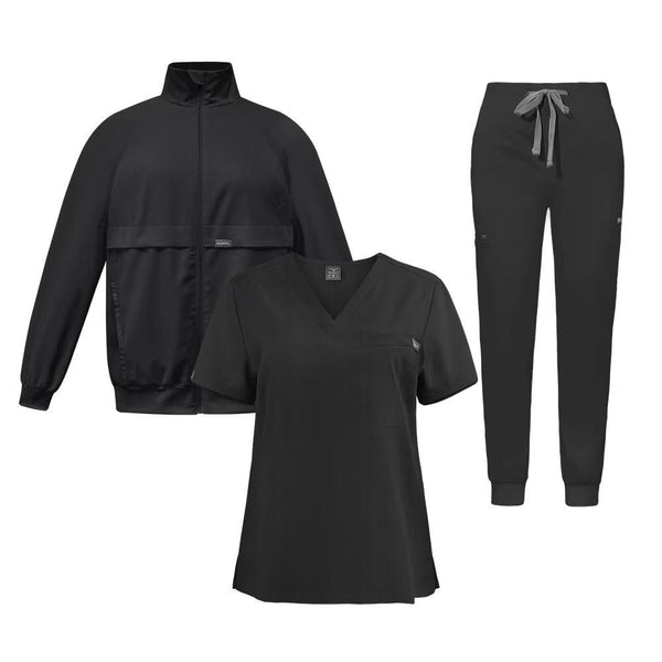 Black Premium Nurse Scrub Uniform Set for Women Comfortable, Stylish, Medical Scrubs for Healthcare Professionals