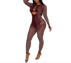 Women's Slim Fit Knit Sweater Jumpsuit  Long Sleeve One-Piece